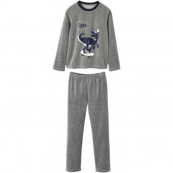 VERTBAUDET Lote de 2 Pijamas de Dos Tejidos y combinables para niño Gris Oscuro Jaspeado 2-3 Anos, 94CM