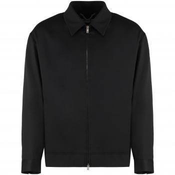 Golden Goose Men's Black Wool Zipped Jacket in Print | Size 48 | GMP01880P000965