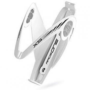 RaceOne.it - Mod. X5 Gel - Portabidon para bicicleta. Porta Bidon de ciclismo. Resistente y ligero con diseño aerodinámico. Bici Carrera de Ruta / Bicicleta de Montaña MTB / Gravel Bike. Acabado BRILLANTE. GEL system antivibration. Color: Blanco / Gris