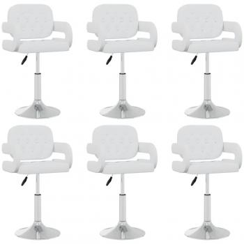 Sillas de comedor giratorias 6 uds cuero sintético blanco Día y Noche