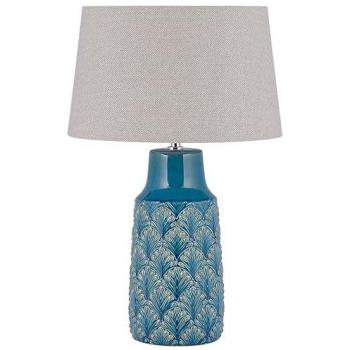 Lámpara de mesa cerámica azul marino y gris 55 cm patrón de hojas tradicional Thaya