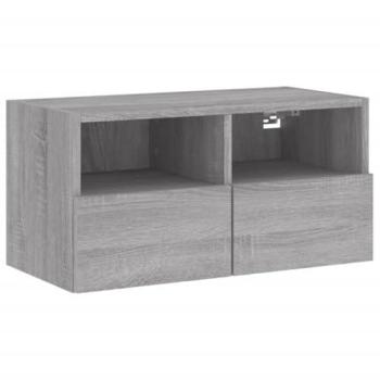 Mueble de TV Multimedia Estante Pared Sonoma 60x30x30 cm Madera de Ingeniería Gris