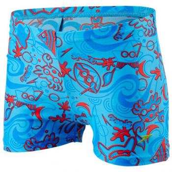 Speedo Seasquad Allover Aquashort Pantalón Corto, Bebé-Niños, Azul Neón/Rojo Riesgo/Azul Japón, 9-12M