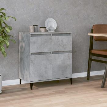 Aparador de madera contrachapada 60x35x70 cm en color gris hormigón, mueble de almacenaje para salón, buffet y armario auxiliar