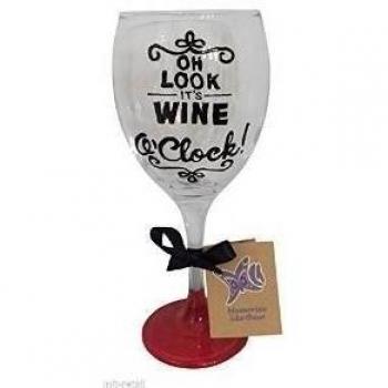 Rojo 'Oh Look it's' reloj ' de vino o pintada a mano 340 ml copa de vino por Memories-like-These