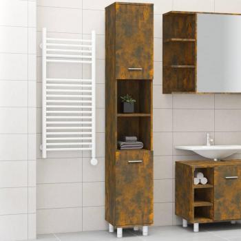 Armario de baño Smoke Oak 30x30x179 cm Madera multicapa