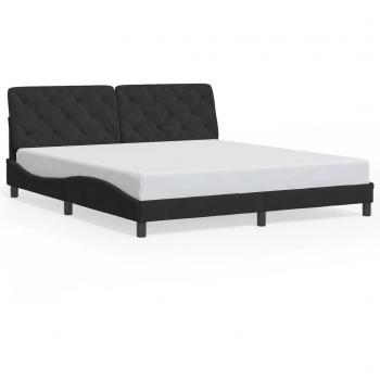 Cama solar sin colchón negro 180x200 cm en terciopelo con estructura de cama y cabecero de terciopelo negro 180x200 cm Vidaxl