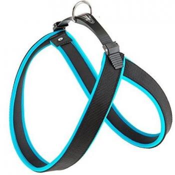 Arnés Ergonomico Ferplast Agila Fluo 8 Azul Nylon - Tamaño Ajustable 69-77 cm, Ancho 25 mm