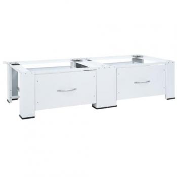 Double Washing Machine Pedestal with Drawers - White