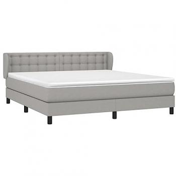Cama box spring con colchón tapizado tela gris claro 160x200 cm