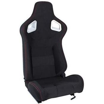 MODAUTO Asiento Deportivo Coche, Semibaquet Ajustable, de Tela, con Ríeles incluidos, Conductor y Pasajero, Universal para Coche y Simulador de Conducción, Modelo N780L, Negro