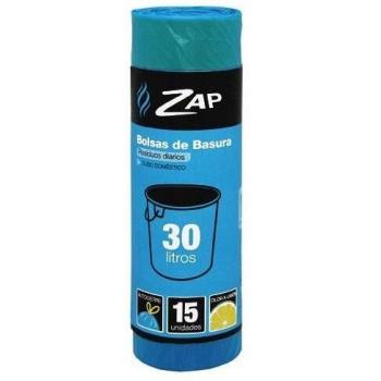 Zap Bolsas de Basura Para Residuos Orgánicos 30L, Azul - 15 unidades
