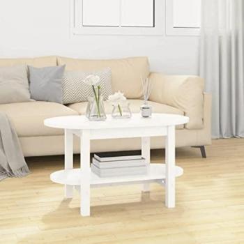 Mesa de centro blanca 80x45x45 cm en madera maciza de pino