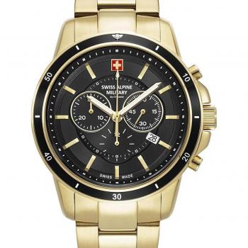 Reloj Swiss Alpine Military® SAM7089.9117 - Reloj de hombre cronógrafo con caja de acero inoxidable, esfera negra, correa de piel, resistencia al agua hasta 100 metros, cristal mineral y funciones de cron