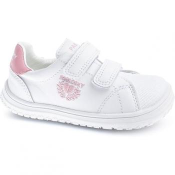 Zapatillas Deportivas Respetuosas Niños Y Niñas Pablosky Color Blanco y Rosa, de piel con cierre adherente