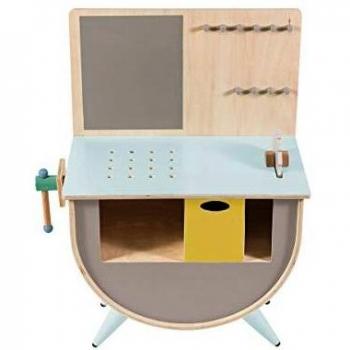 Sebra - Banco de trabajo de juguete - Madera contrachapada - Gris cálido - 58 x 38 x 81,5 cm