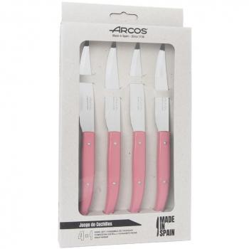 Juego de Cuchillos Chuleteros Color Rosa Microperlado
