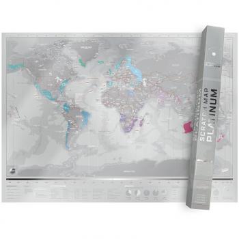 Luckies of London Mapa Mundial Personalizado, Papel, Plateado, 3x82.5x59.4 cm