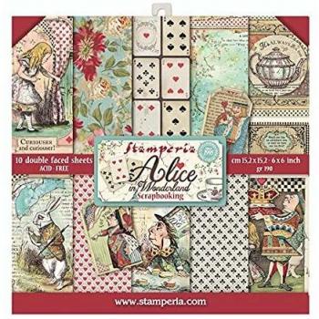 Stamperia International Scrapbooking Pad-Double Face-Alice in Bloc de Recortes de Doble Cara, Alicia en Worderland, Varios, mixto