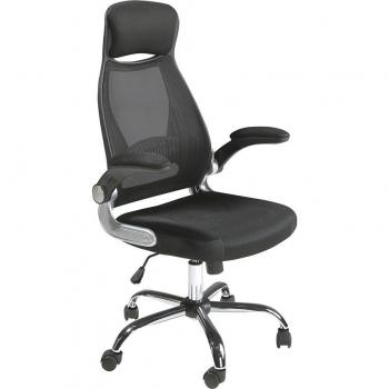 Silla de oficina giratoria Angel Cerda 4140C, tela negra, color negro, dimensiones 66 x 62 x 117/127 cm