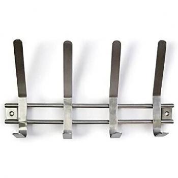 Perchero de Pared Funcional con 4 Colgadores en Acero Inoxidable Mate - Gran Capacidad de Carga