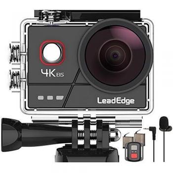 LeadEdge Cámara Deportiva 4K 20MP EIS Anti-Vibración Micrófono Externo con Control Remoto Wi-Fi 170° Gran Angular Camara Acuática Camaras Acción Sumergible de Control 40M