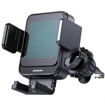 Soporte de teléfono para automóvil Joyroom JR-ZS341 con carga inalámbrica y luz en degradado (para rejilla de ventilación) - Negro