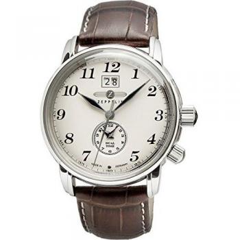 Zeppelin LZ127 Dual Time Men's Watch with Brown Leather Strap 7644-5