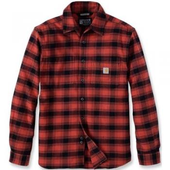 Camisa de manga larga Carhartt Rugged Flex Flannel Plaid en color negro y rojo, tamaño S