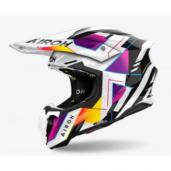 Airoh Casco de Cross Twist 3 Rainbow - Negro Blanco Rosa (XS)