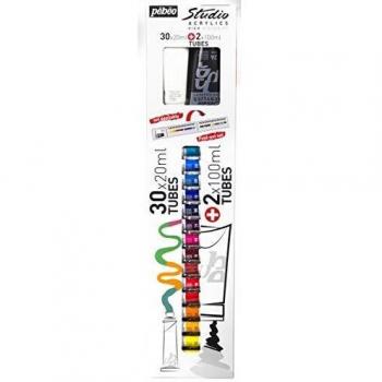 Pebeo Studio Acrílico Set 30 x 20 ml & 2 x 100 ml Fold Out Set