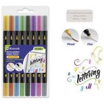 Bismark Set 8 Rotuladores Doble Punta Metalizado Lettering