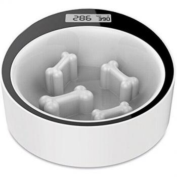 MPETS 10520199 Perros y Gatos napf Yumi Smart Bowl Slow Down con báscula, Color Blanco