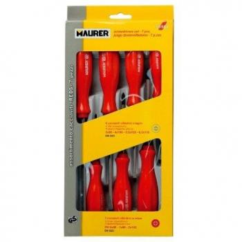 Maurer 2320016 Juego Destornilladores Maurer 7 Piezas Mango Rojo