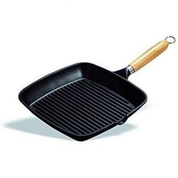 ASADOR GRILL AL FUNDICION ANTIADHERENTE 29X29 CM M/MADERA