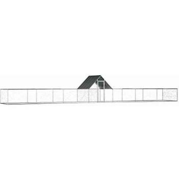Refugio para aves de corral en acero galvanizado de 14x2x2 metros