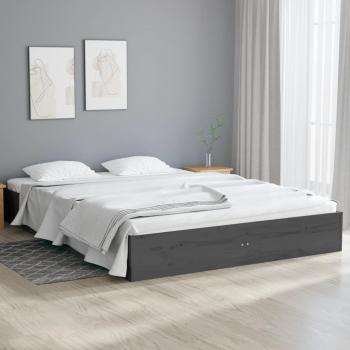 Estructura de cama doble de madera maciza gris 135x190 cm