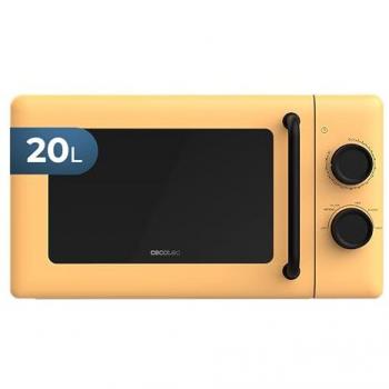 Microondas Mecánico Cecotec Proclean 3010 de 20L, 700W, 6 Niveles de Potencia, Modo Descongelación, Temporizador hasta 30 mins, Diseño Amarillo