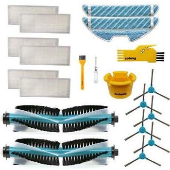 Accesorios para Cecotec Conga 1390 1290 Robot Aspirador Repuestos Paquete de 2 cepillos Principales, 6 filtros Hepa, 6 cepillos Laterales, 2 Trapos de Limpieza, 2 Herramientas de Limpieza