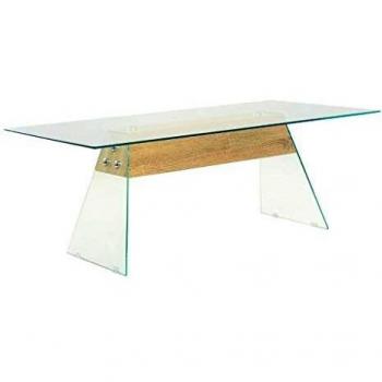 vidaXL Mesa de Centro MDF Vidrio 110x55x40 cm Color Roble Mueble Mesilla Salón
