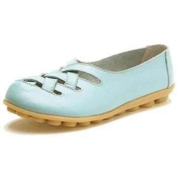 Mocasines de Cuero Mujer Loafers Casual Zapatos de Conducción Cómodos Zapatillas del Barco