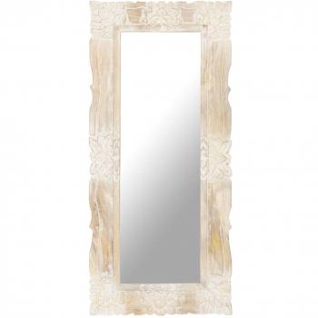 Espejo de madera maciza de mango blanco 110x50 cm