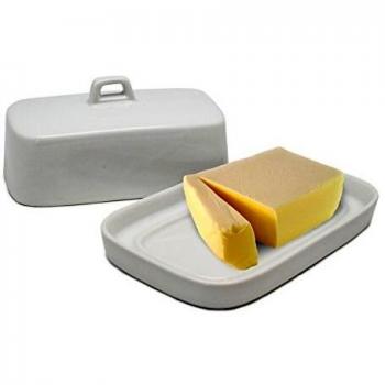 NERTHUS FIH 335 - Mantequera de porcelana con tapa, diseño elegante, color blanco
