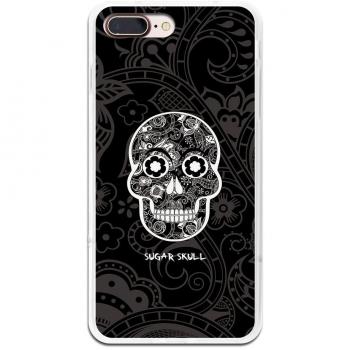 Funda Gel para iPhone 7 Plus - 8 Plus, Carcasa TPU Flexible fabricada con la mejor Silicona, protege y se adapta a la perfección a tu Smartphone y con nuestro exclusivo diseño German Tech® - Calavera de Azúcar Negra.