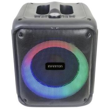 Altavoz Portátil Party EQ07 70W con Luz LED Bluetooth Negro, Subwoofer, Micrófono con Cable Incluido, Control Remoto Incorporado, Radio FM, dimensiones 34x28 cm