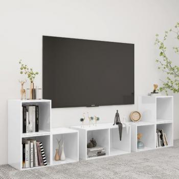 Mueble de salón 6 piezas madera ingeniería blanco vidaXL con mueble TV, mesa de TV y mueble tele