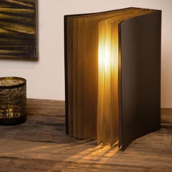Lámpara de mesa Lucide Extravaganza Livret, metal, 1xE14, color oro/negro
