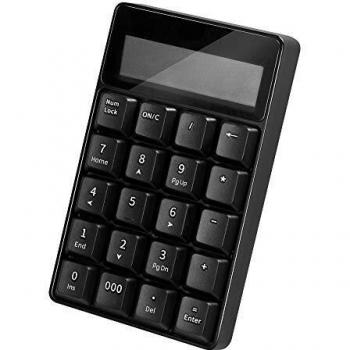 Teclado Numérico Bluetooth ID0200 con Calculadora, Inalámbrico, Negro
