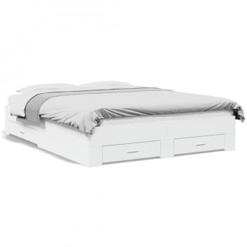Cama con cajones de madera multicapa blanca 140x200 cm