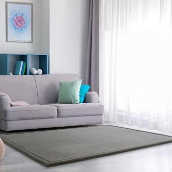 Alfombra Infantil Antideslizante Suave con Memory Foam, 200x350 cm, Color Gris